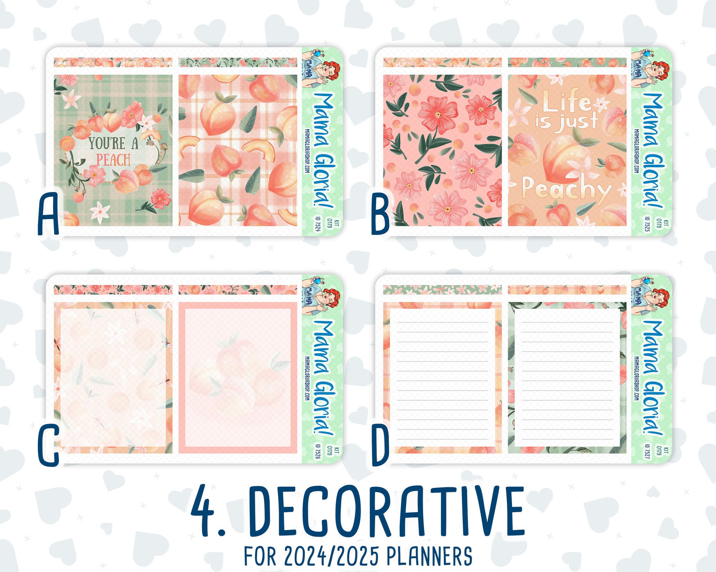 Kit 0179- 7x9 Daily Duo - Peaches- August- Summer- Planner