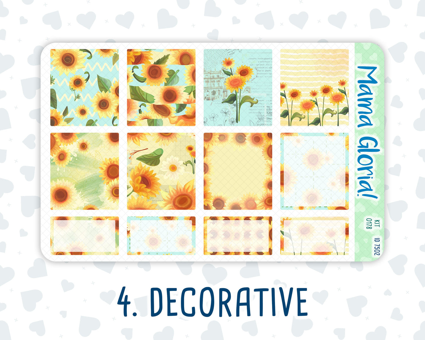 Kit 0178 - 7x9 - Sunflowers- August- Summer- Weekly Kit For EC Horizontal Planners