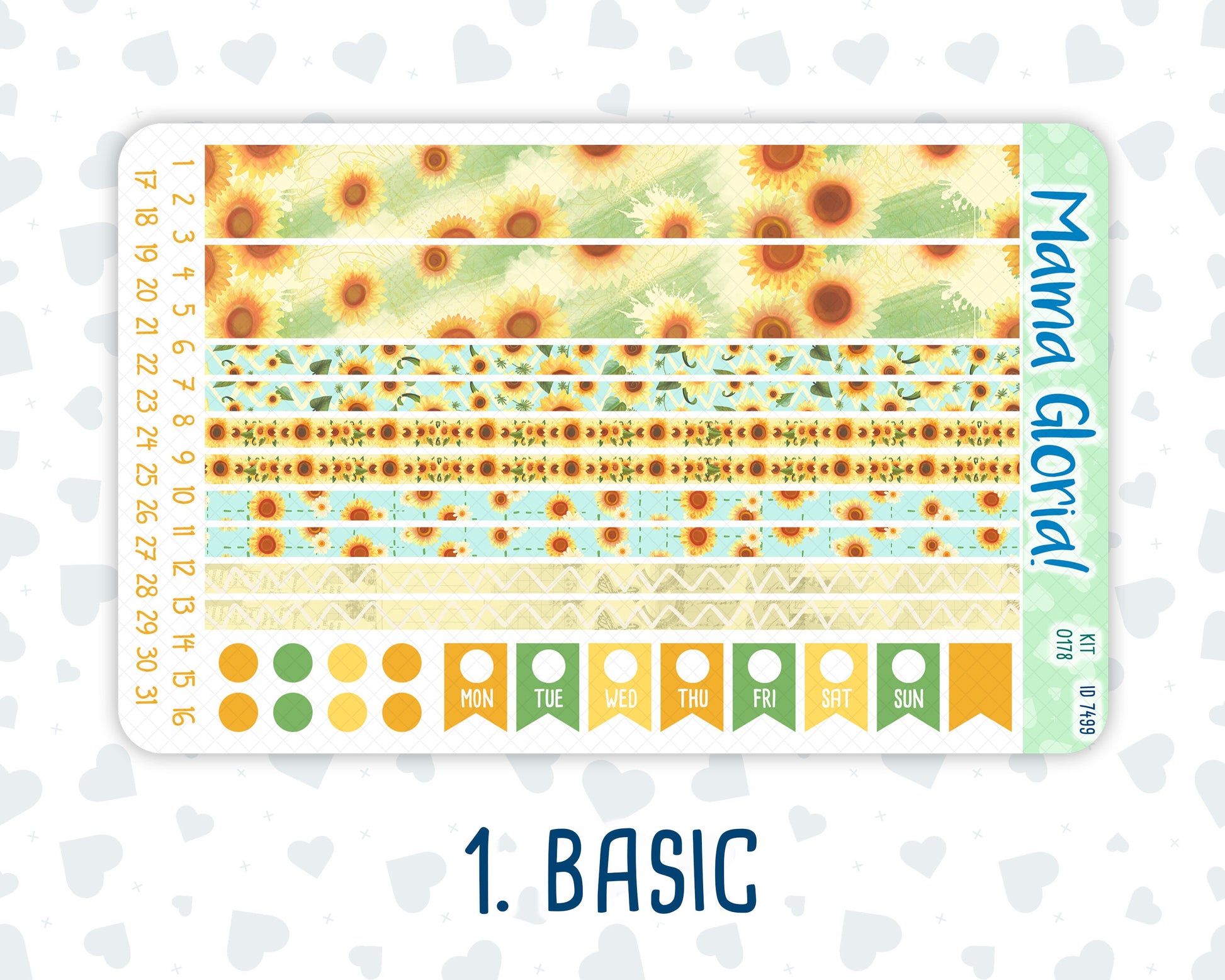 Kit 0178 - 7x9 - Sunflowers- August- Summer- Weekly Kit For EC Horizontal Planners