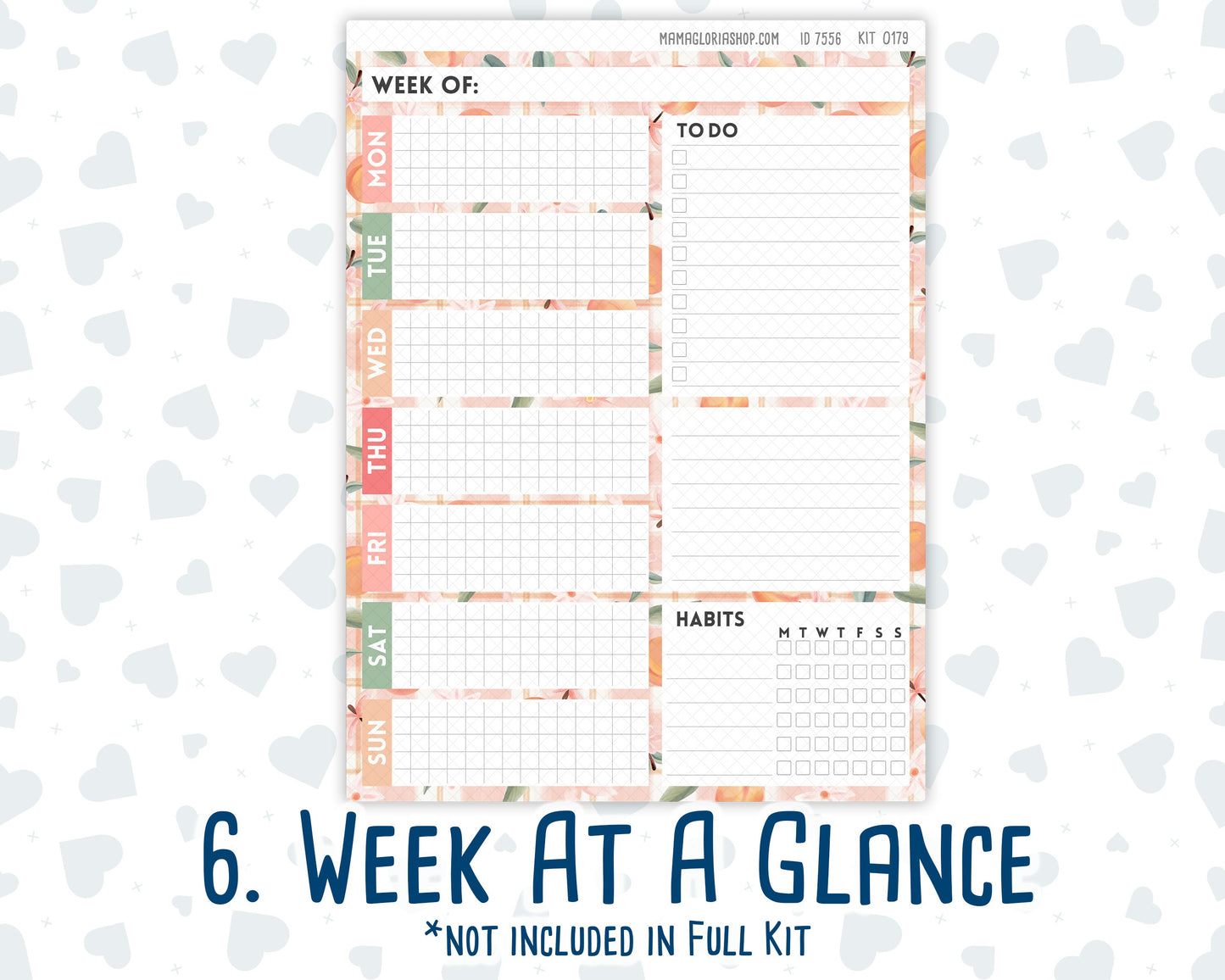 Kit 0179- 7x9 Daily Duo - Peaches- August- Summer- Planner