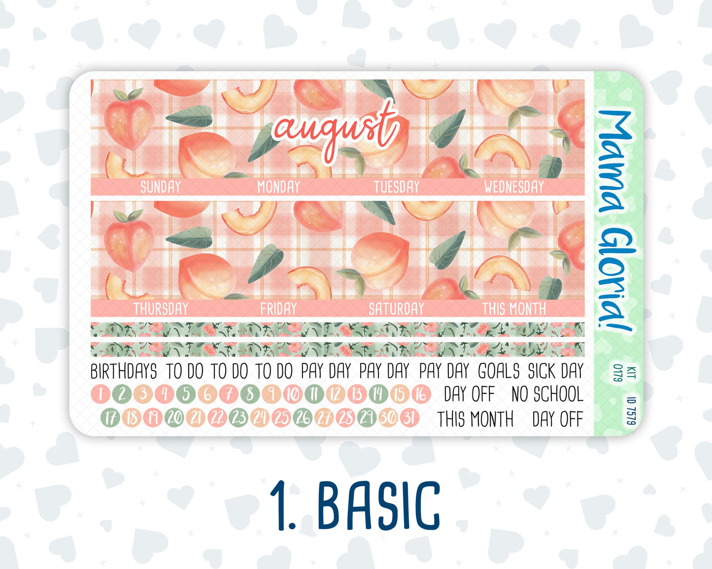 Kit 0179 - 7x9 - Monthly - Peaches - August - Summer- For EC Planners