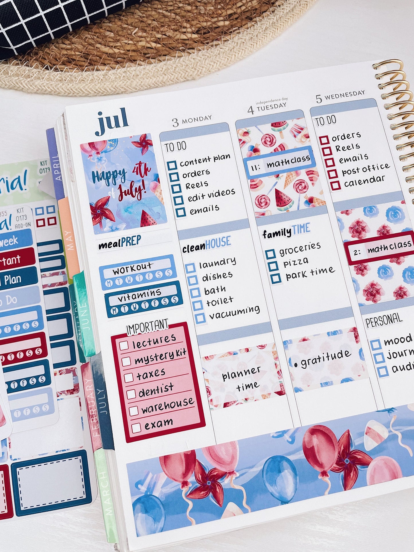 Kit 0262 - 1.5" Wide Column - Weekly Kit - April - Spring Puffs  - For Vertical & Hourly Planners
