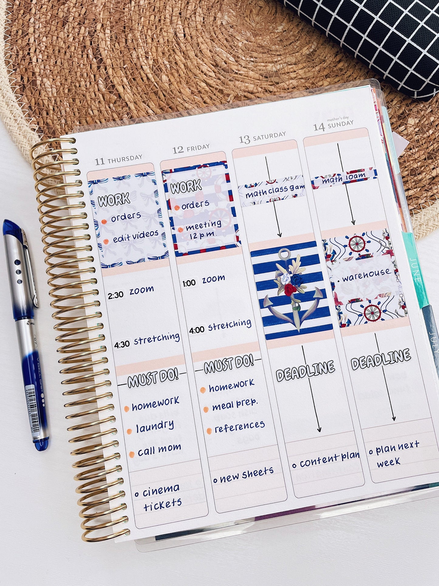 Kit 0257 - 1.5" Wide Column - Weekly Kit - March - Blush Garden  - For Vertical & Hourly Planners