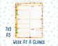 Kit 0178- Week At A Glance - Sunflowers- For 7x9 & A5 Planners - Notebooks - August- Summer