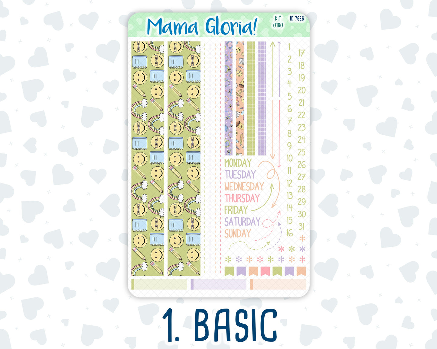 Kit 0180 - 7x9 Compact Vertical - Back To School- August- Summer - Weekly