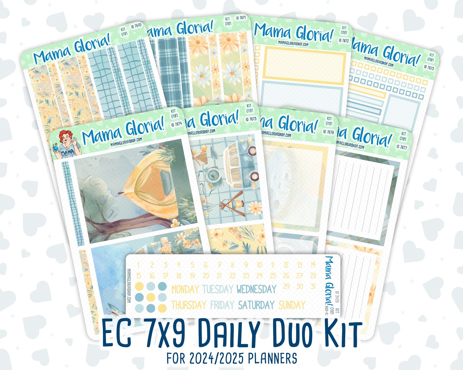 Kit 0181- 7x9 Daily Duo - Camping - August- Summer- Planner