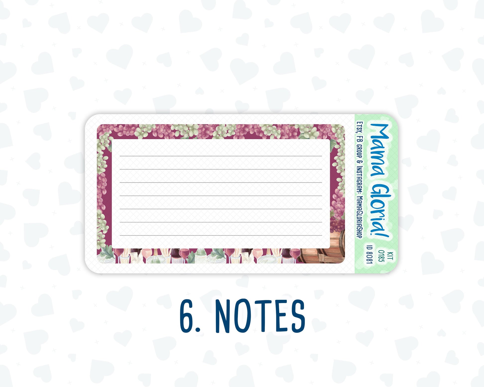 Kit 0185 - A5 - Wine Time - September - Autumn- Notes Pages - Dashboard Kit - Productivity Page