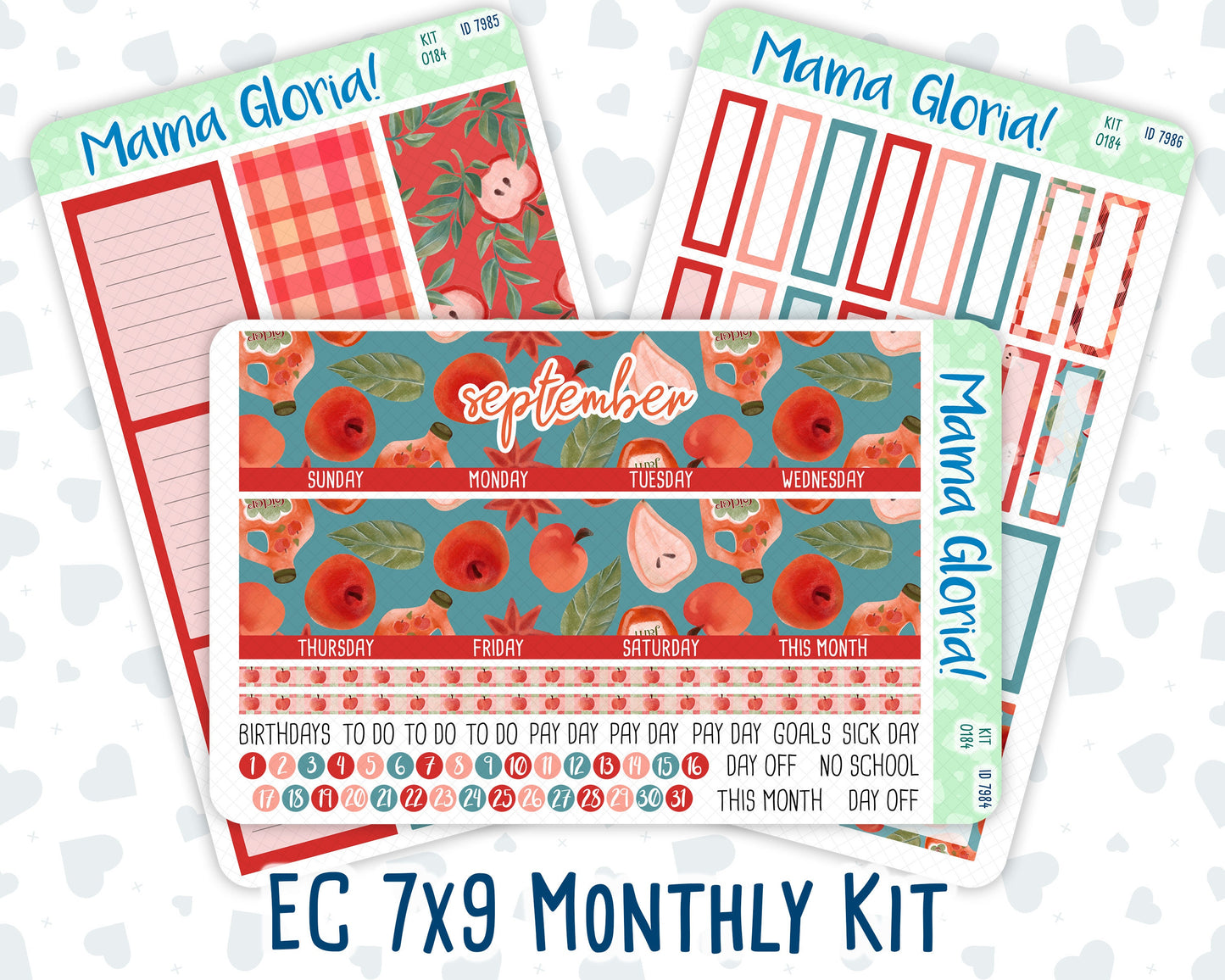 Kit 0184 - 7x9 - Monthly - Apple Cider - September - Autumn - For EC Planners