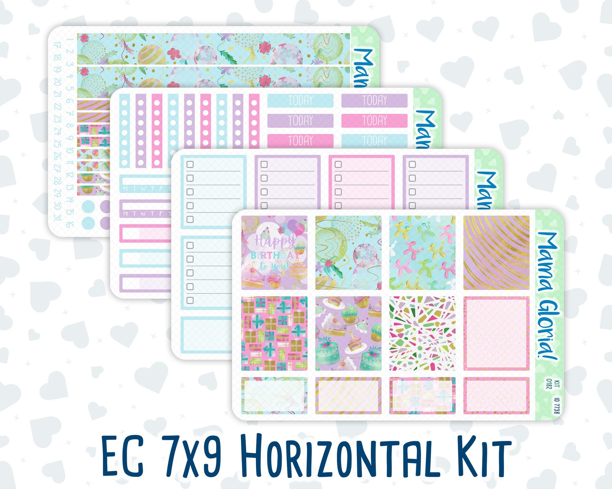 Kit 0182 - 7x9 - Birthday - Weekly Kit For EC Horizontal Planners