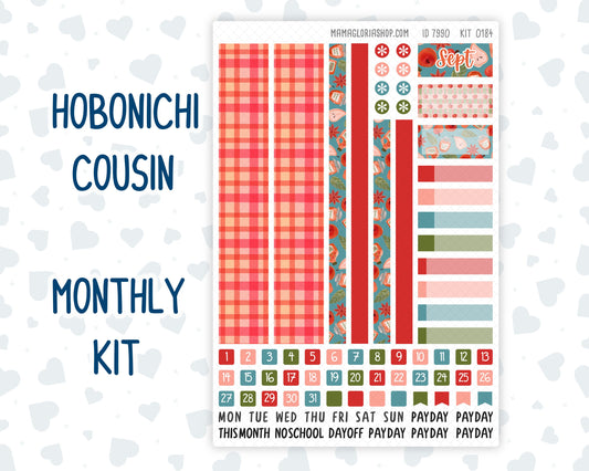 Kit 0184 Hobonichi Cousin – Monthly – 1.3” Wide Columns - Apple Cider - September- Autumn