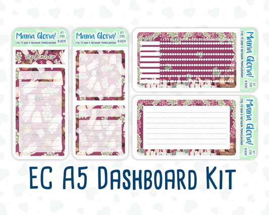 Kit 0185 - A5 - Wine Time - September - Autumn- Notes Pages - Dashboard Kit - Productivity Page