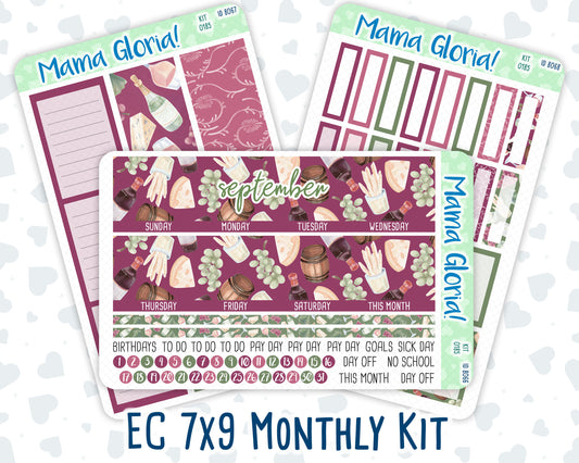 Kit 0185 - 7x9 - Monthly - Wine Time - September - Autumn - For EC Planners