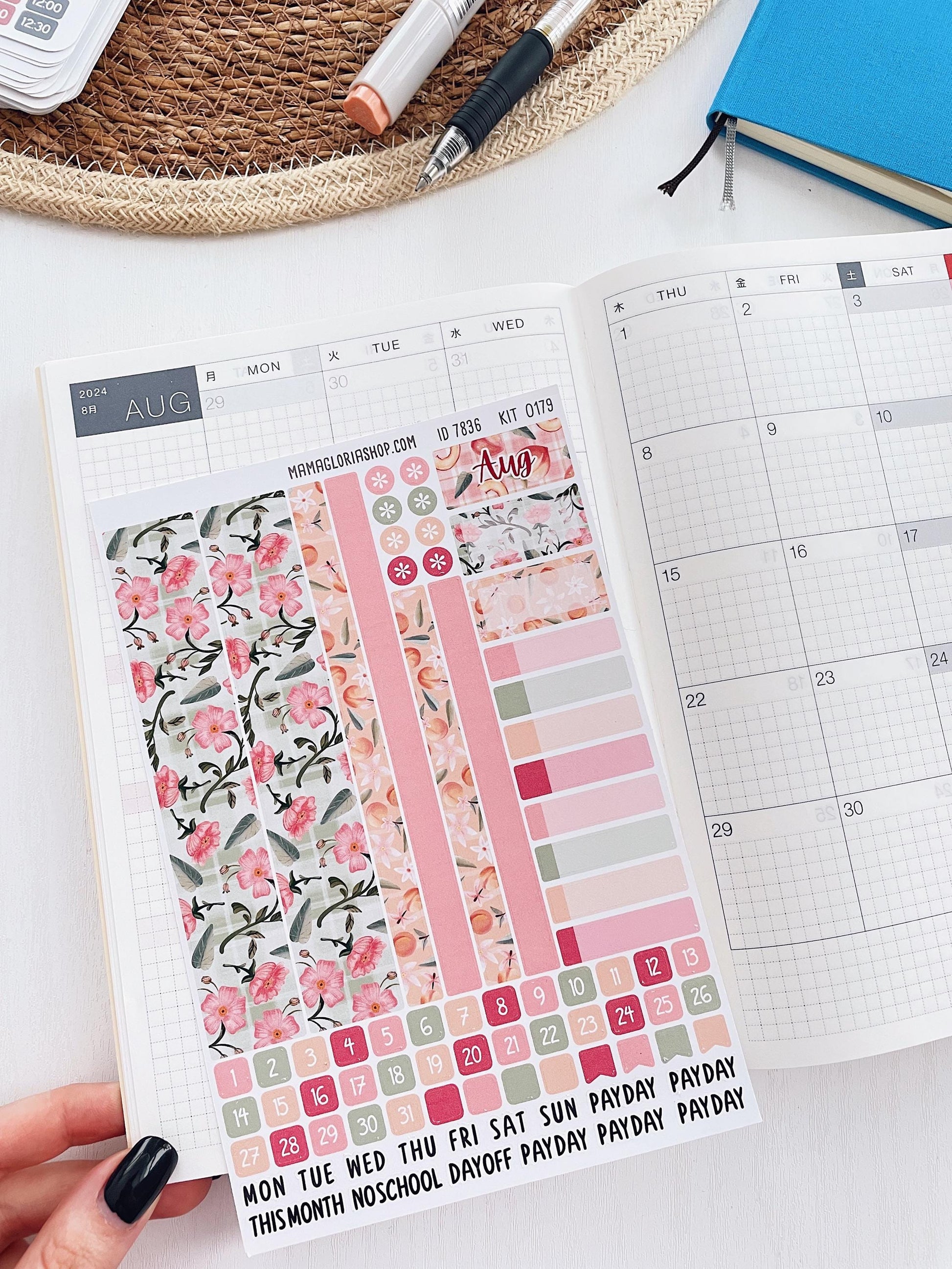 Kit 0204 Hobonichi Cousin – Monthly – 1.3” Wide Columns - Valentine's Garden - February