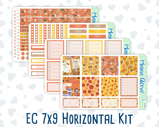 Kit 0189 - 7x9 - Fall Backing - Weekly Kit For EC Horizontal Planners - Fall- Autumn