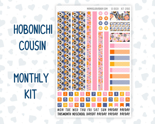 Kit 0190 Hobonichi Cousin – Monthly – 1.3” Wide Columns - Halloween Spooktacular - October - Autumn