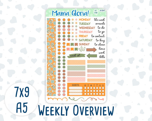 Kit 0188- Weekly Overview - Cozy Nights - For 7x9 & A5 Planners - Notebooks - October- Autumn-Fall