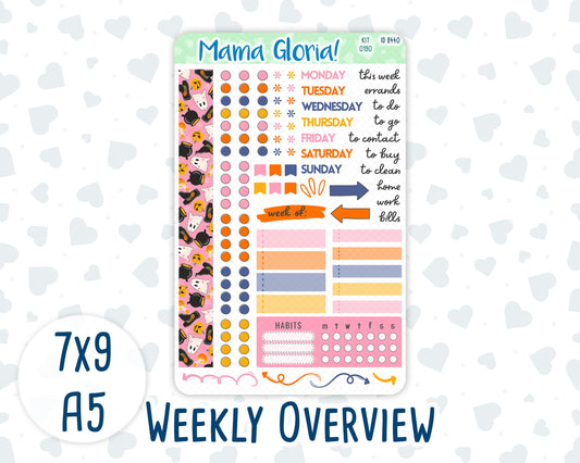 Kit 0190- Weekly Overview - Halloween Spooktacular - For 7x9 & A5 Planners - Notebooks - October- Autumn