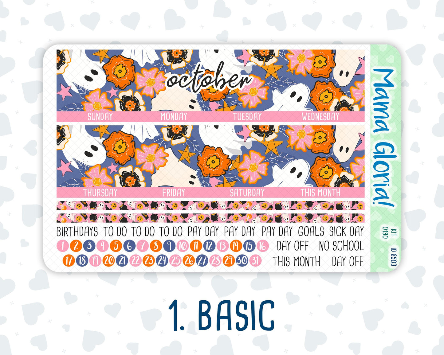 Kit 0190 - 7x9 - Monthly - Halloween Spooktacular - October- Autumn - For EC Planners