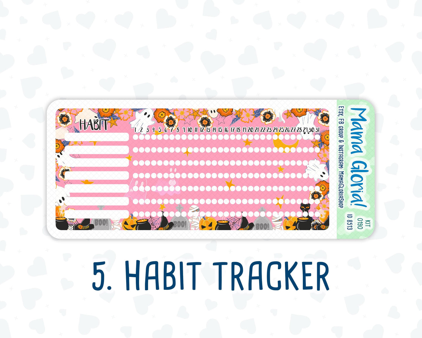 Kit 0190 - 7x9 - Halloween Spooktacular - October- Autumn- Notes Pages - Dashboard Kit - Productivity Page