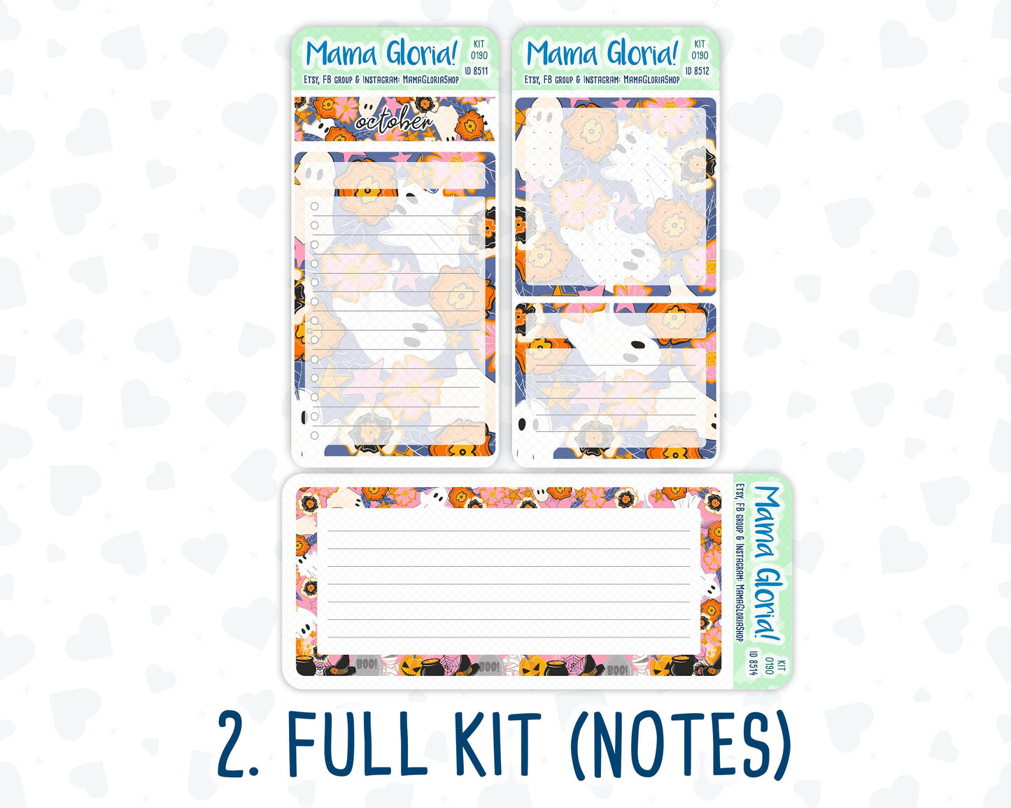 Kit 0190 - 7x9 - Halloween Spooktacular - October- Autumn- Notes Pages - Dashboard Kit - Productivity Page