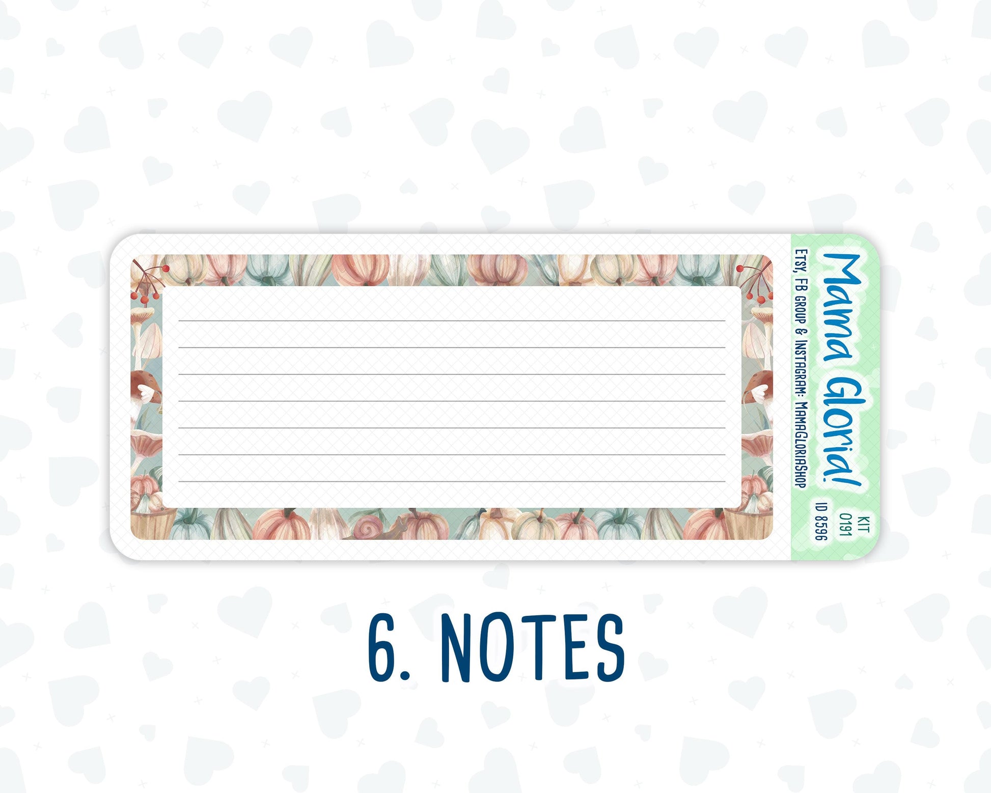 Kit 0191 - 7x9 - Autumn Harvest - October- Fall- Notes Pages - Dashboard Kit - Productivity Page