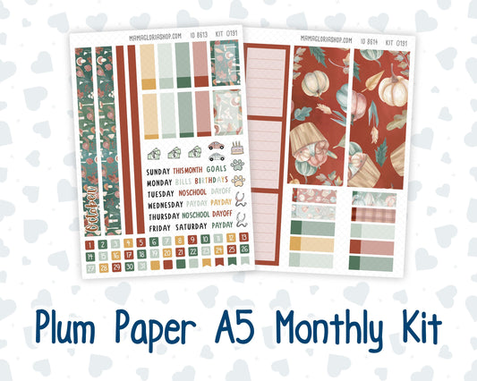 Kit 0191 Plum Paper A5– Monthly - Autumn Harvest - October - Autumn