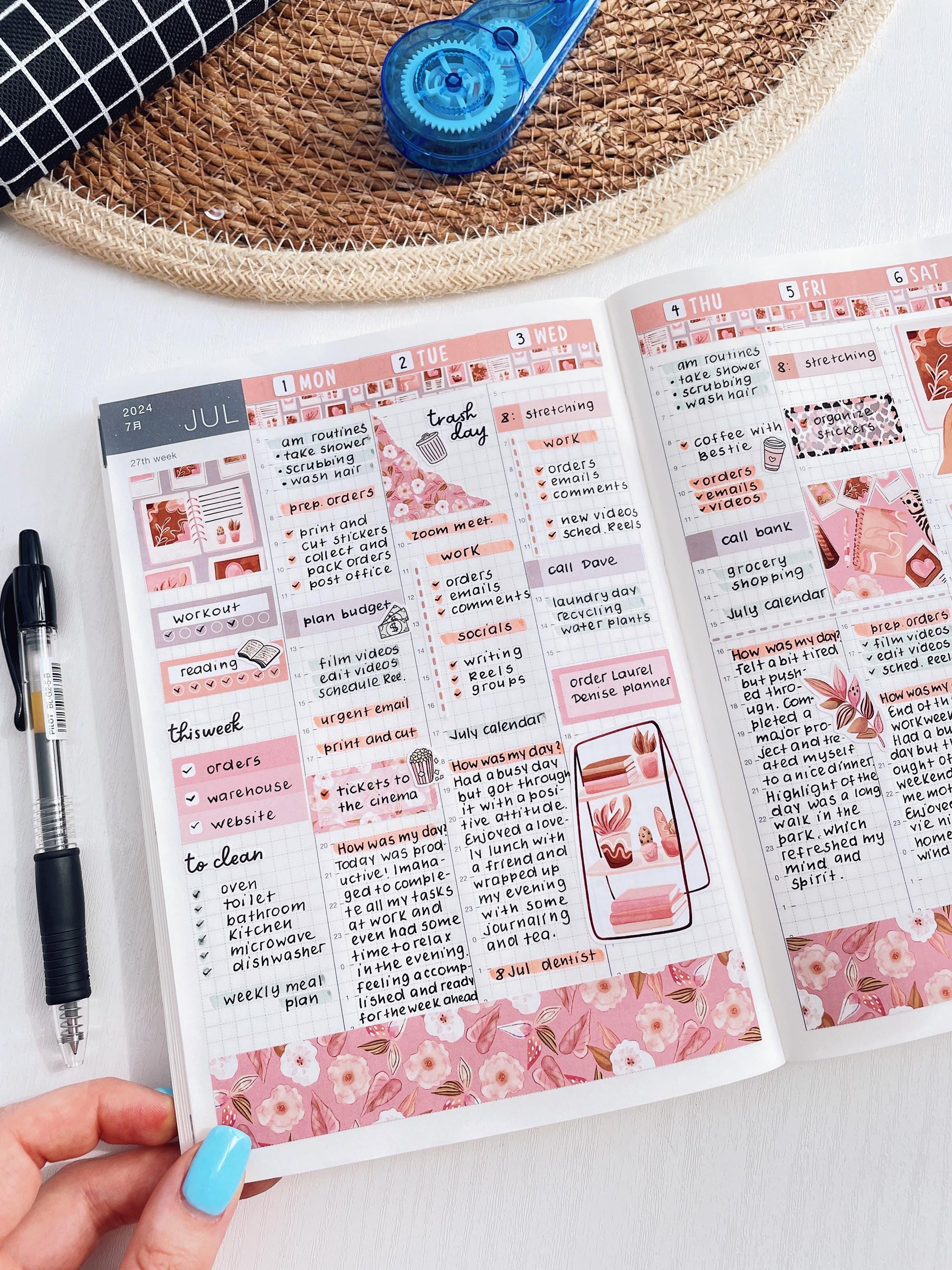 Kit 0205 Hobonichi Cousin – Weekly Kit – 1.3” Wide Columns - Dancer's Heart- February