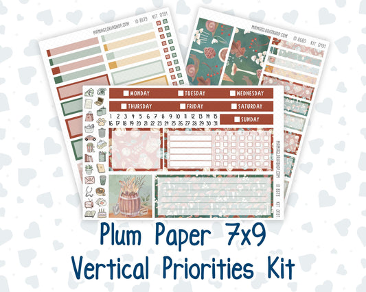 Kit 0191 7x9 Plum Paper Vertical Priorities - Autumn Harvest - October - Fall - Planner