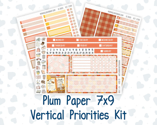 Kit 0189 7x9 Plum Paper Vertical Priorities - Fall Backing - October - Fall - Planner