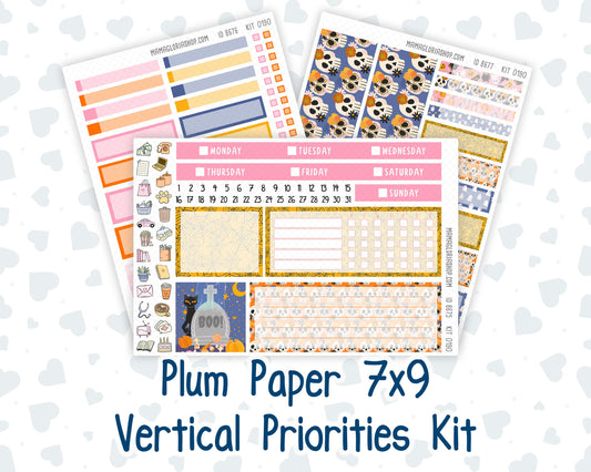 Kit 0190 7x9 Plum Paper Vertical Priorities - Halloween Spooktacular - October - Fall - Planner