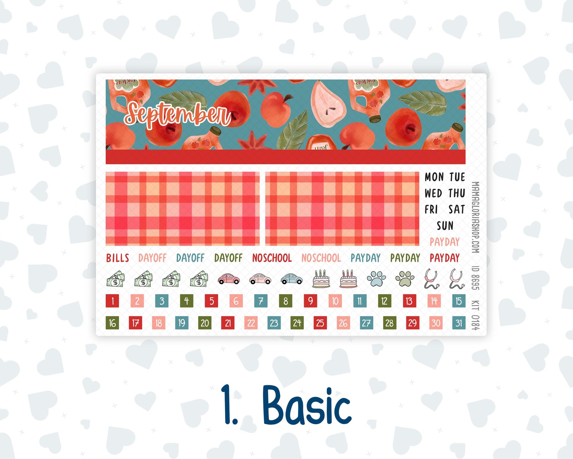 Kit 0184 Laurel Denise Standard Size – Monthly - Apple Cider - September - Fall