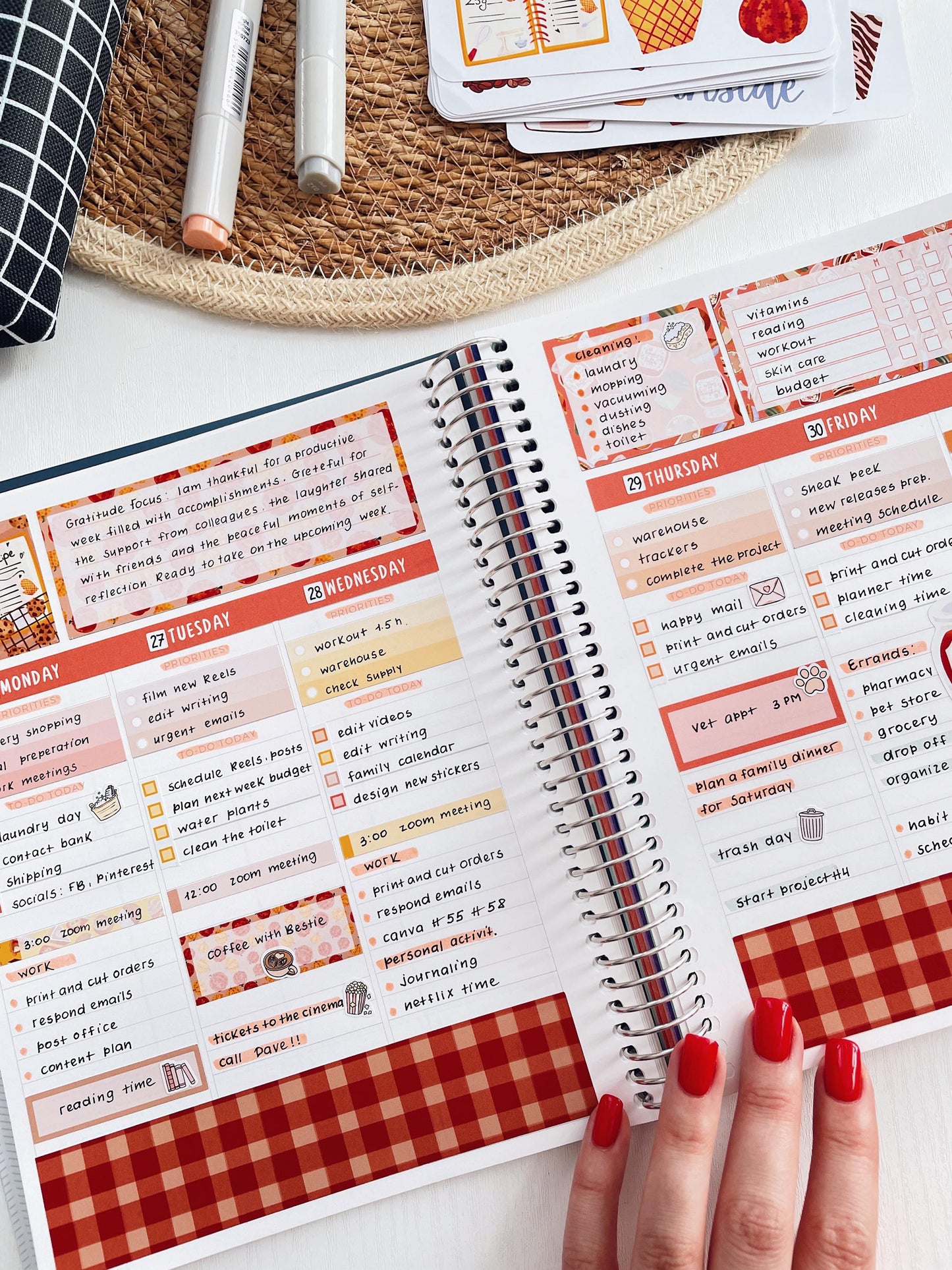 Kit 0249 - 7x9 - Vertical Priorities - Plum Paper - Weekly Kit - January - Icy Lace