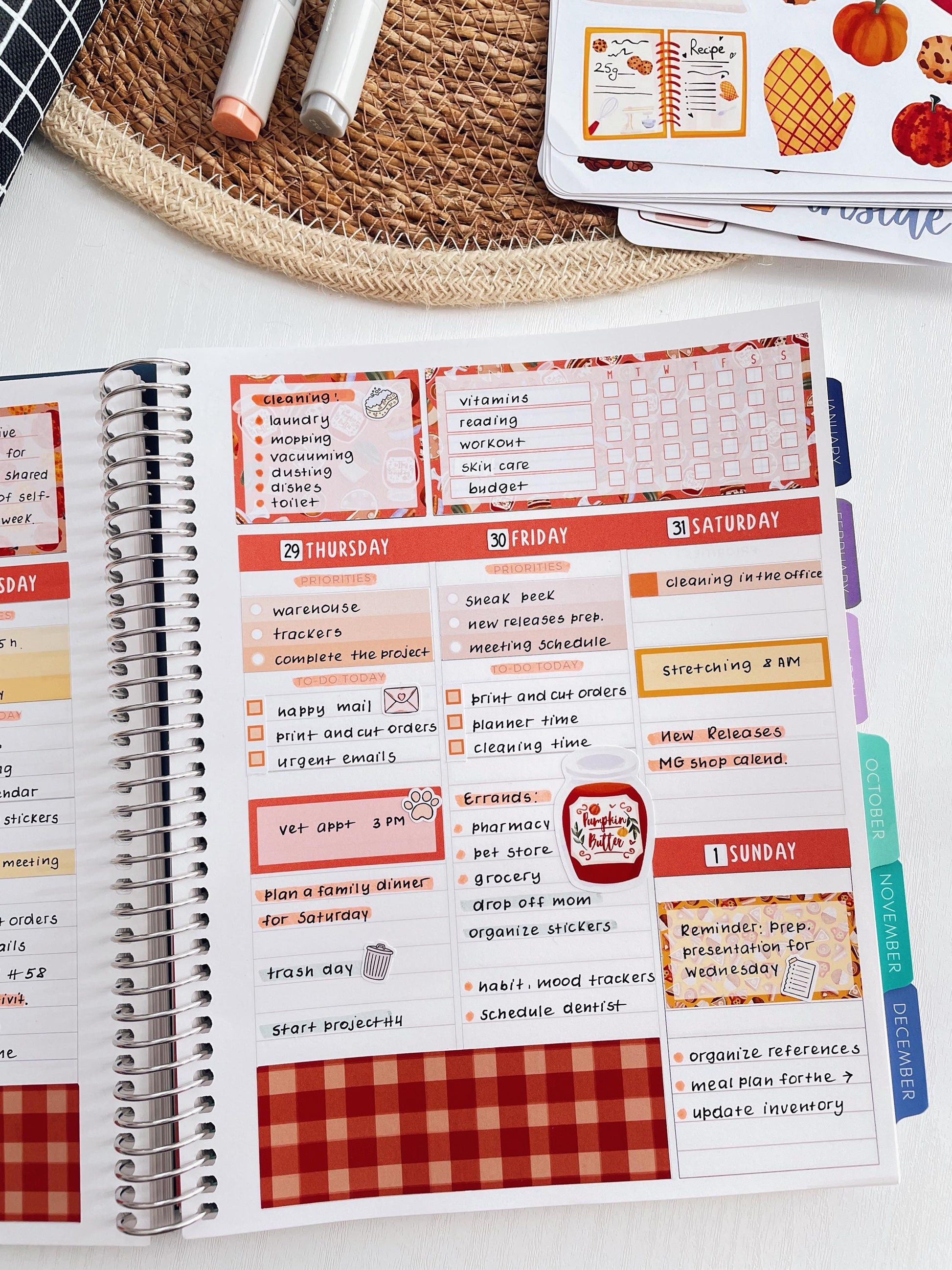 Kit 0203- 7x9 Plum Paper Vertical Priorities - Self-Care - January