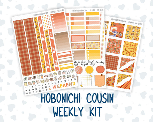 Kit 0189 Hobonichi Cousin – Weekly Kit – 1.3” Wide Columns - Fall Backing - Fall- Autumn