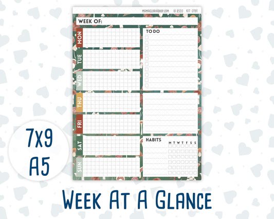 Kit 0191- Week At A Glance - Autumn Harvest - For 7x9 & A5 Planners - Notebooks - October -Fall