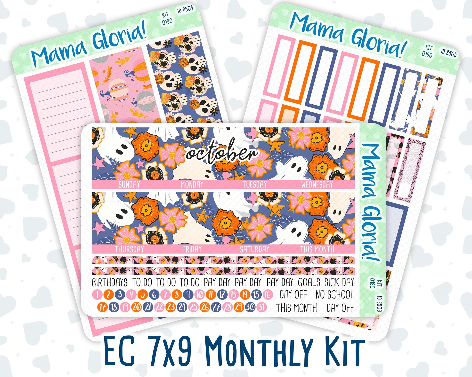 Kit 0190 - 7x9 - Monthly - Halloween Spooktacular - October- Autumn - For EC Planners