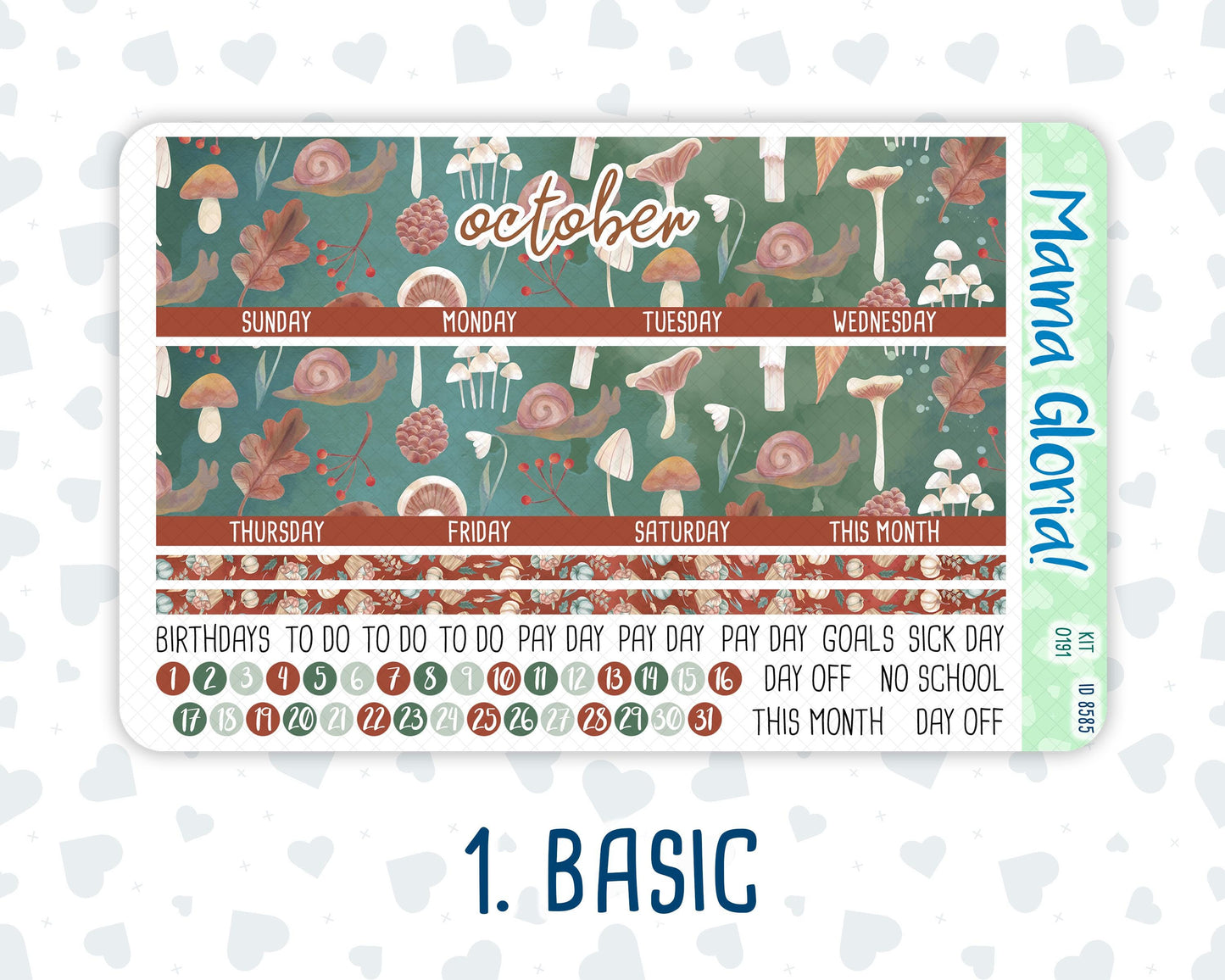 Kit 0191 - 7x9 - Monthly - Autumn Harvest - October- Fall- For EC Planners