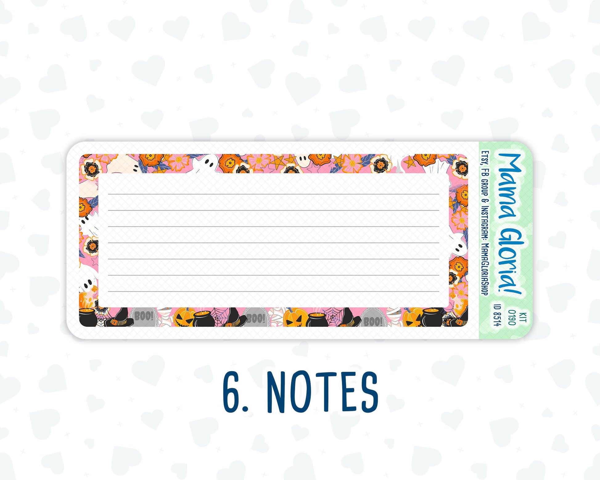 Kit 0190 - 7x9 - Halloween Spooktacular - October- Autumn- Notes Pages - Dashboard Kit - Productivity Page