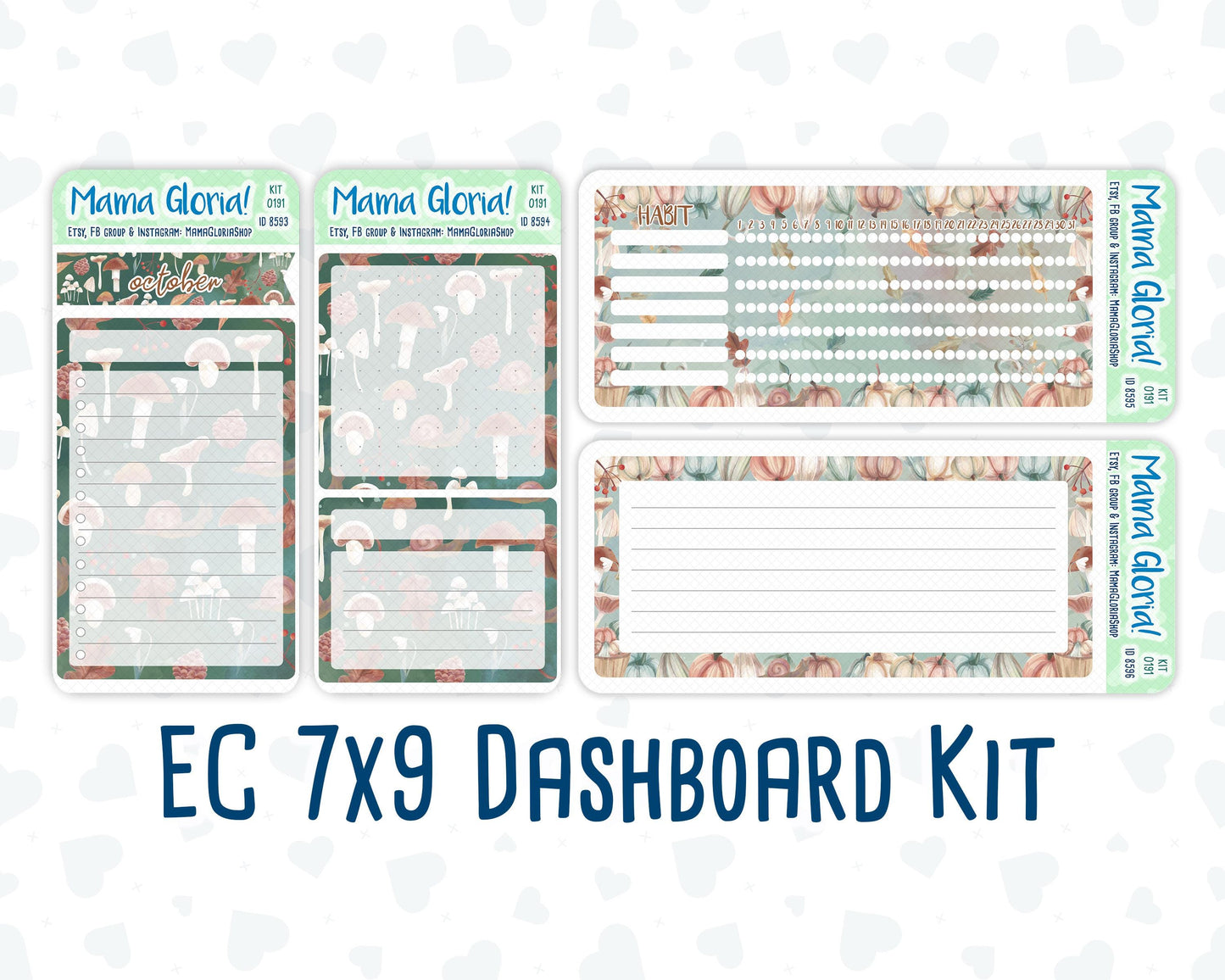 Kit 0191 - 7x9 - Autumn Harvest - October- Fall- Notes Pages - Dashboard Kit - Productivity Page