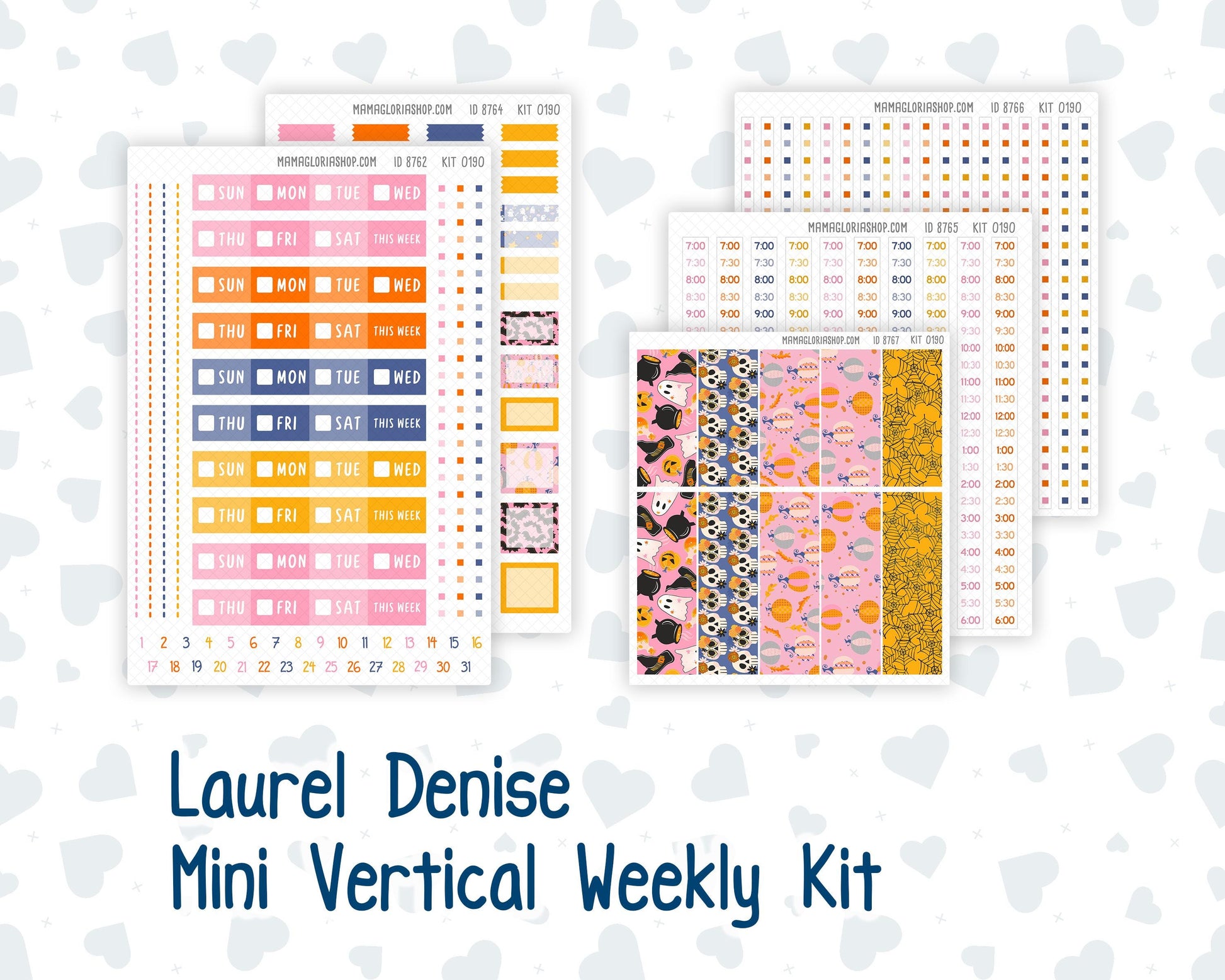 Kit 0190 Laurel Denise Mini Size – Weekly - Vertical Layout - Halloween Spooktacular - October - Fall