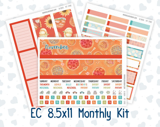 EC 8.5x11 Monthly - Kit 0192 - Thanksgiving - November - For Erin Condren Planners