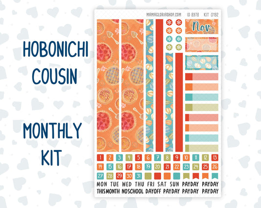 Kit 0192 Hobonichi Cousin – Monthly – 1.3” Wide Columns - Thanksgiving - November