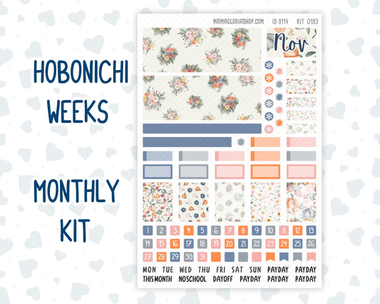 Kit 0193 Hobonichi Weeks – Monthly – Harvest Blooms- November - Fall