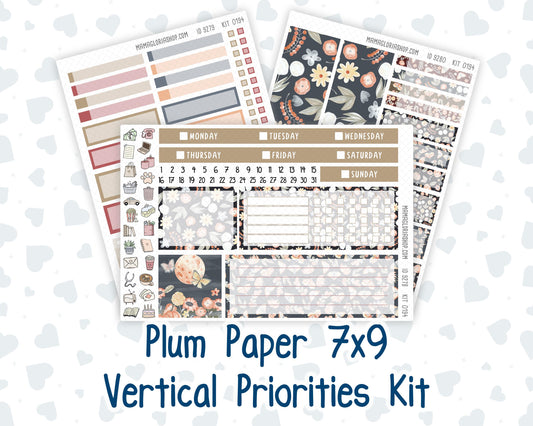 Kit 0194 7x9 Plum Paper Vertical Priorities - Floral Dreams - November - Fall - Planner