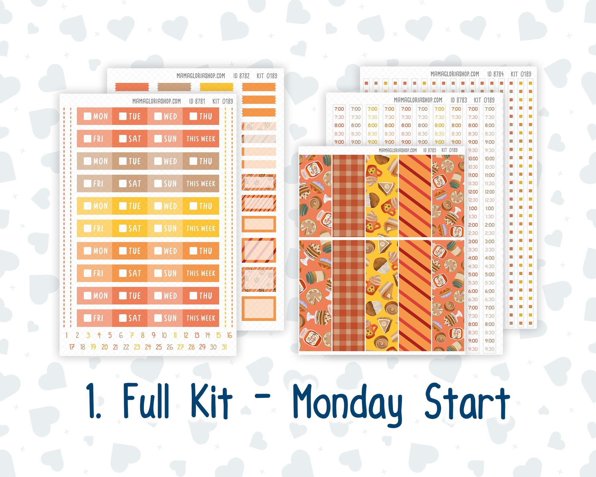 Kit 0189 Laurel Denise Standard Size – Weekly - Vertical Layout - Fall Backing - October- Fall