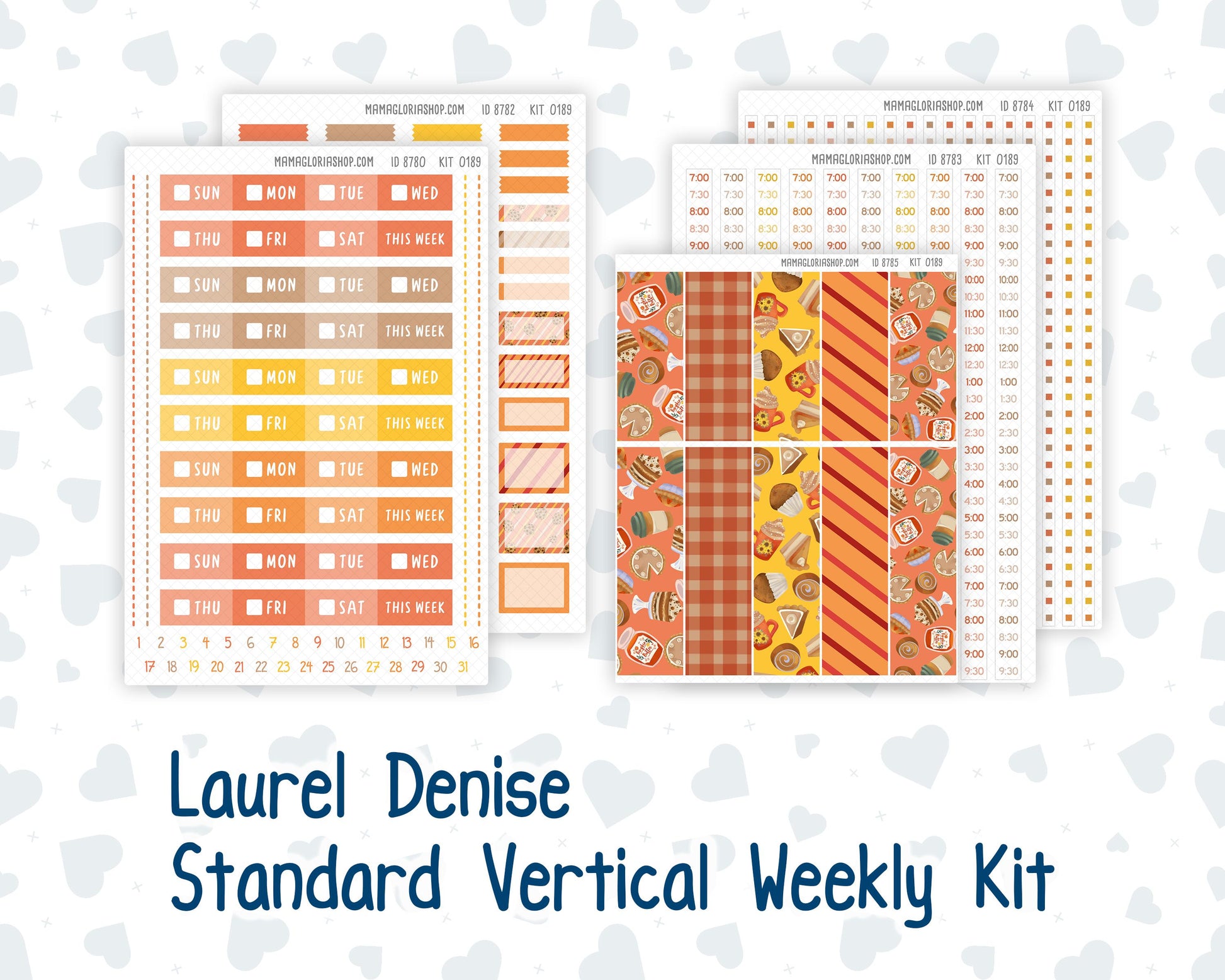 Kit 0189 Laurel Denise Standard Size – Weekly - Vertical Layout - Fall Backing - October- Fall