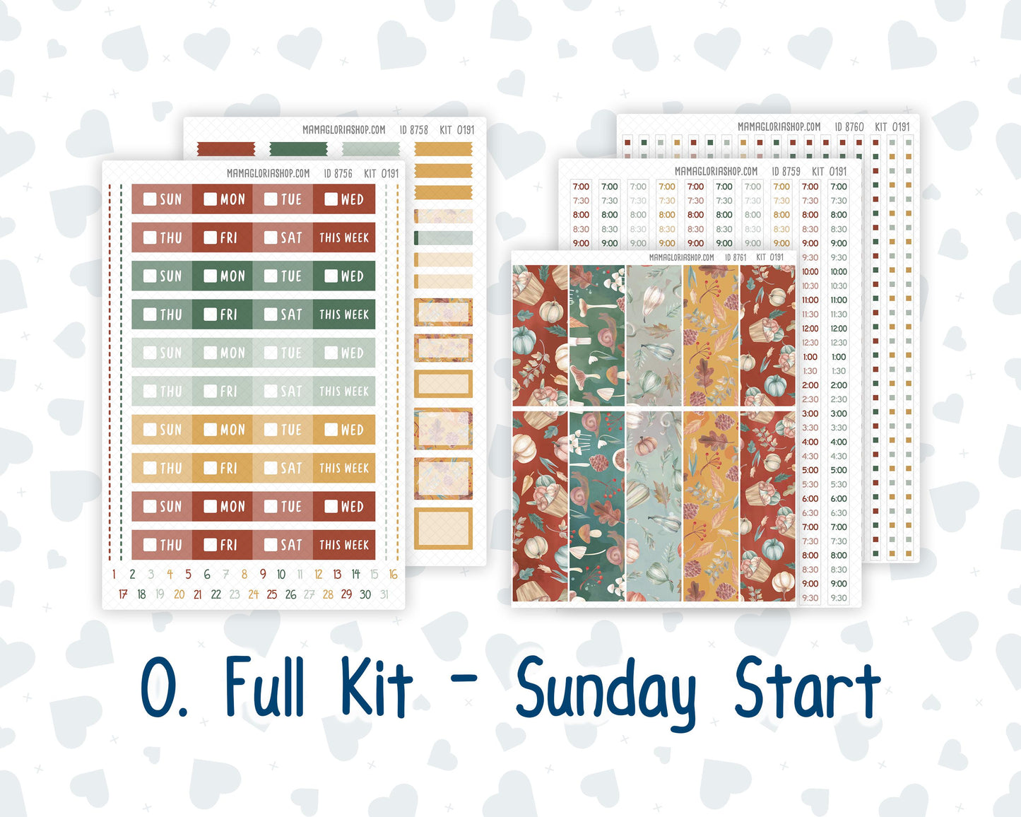 Kit 0191 Laurel Denise Standard Size – Weekly - Vertical Layout - Autumn Harvest - October- Fall