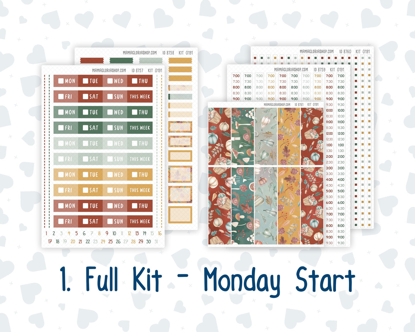 Kit 0191 Laurel Denise Standard Size – Weekly - Vertical Layout - Autumn Harvest - October- Fall