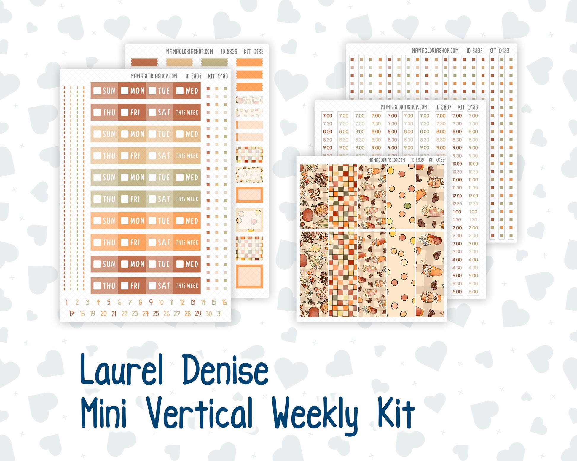 Kit 0183 Laurel Denise Mini Size – Weekly - Vertical Layout - Natl. Coffee day - September - Fall