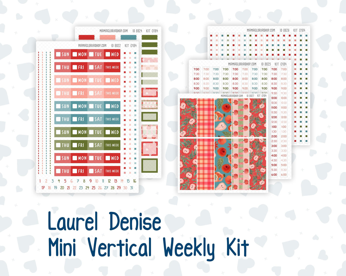 Kit 0184 Laurel Denise Mini Size – Weekly - Vertical Layout - Apple Cider - September - Fall